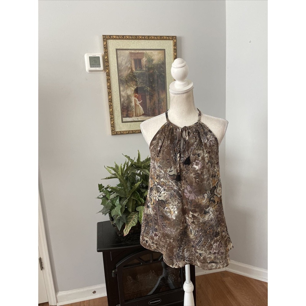 Women Blouse Sleeveless Floral Women’s Size S High Neck